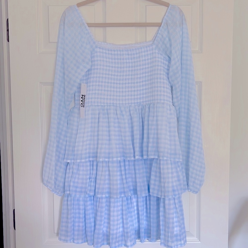 Gingham Ruffle Mini Dress - Picture 2 of 3